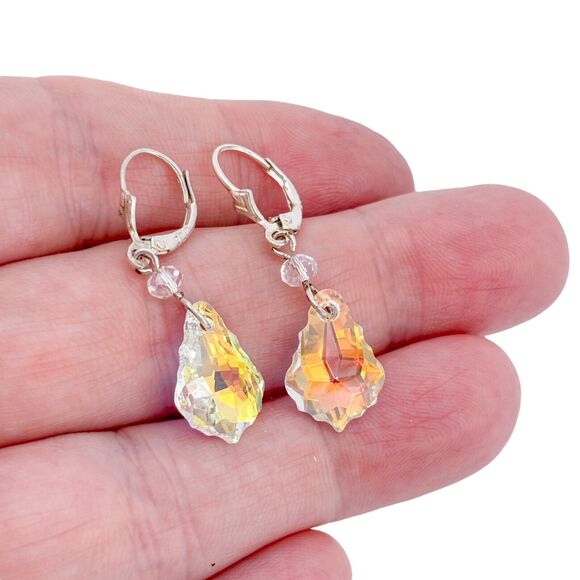 Vintage Sterling Silver 925 Crystal Dangle Earrings - Picture 1 of 7